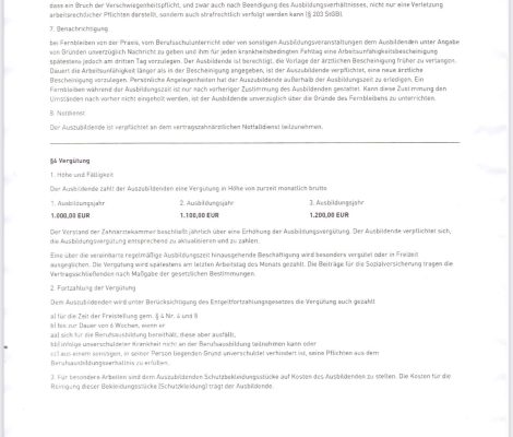 نمونه قرارداد اوسبیلدونگ دستیار دندان پزشک