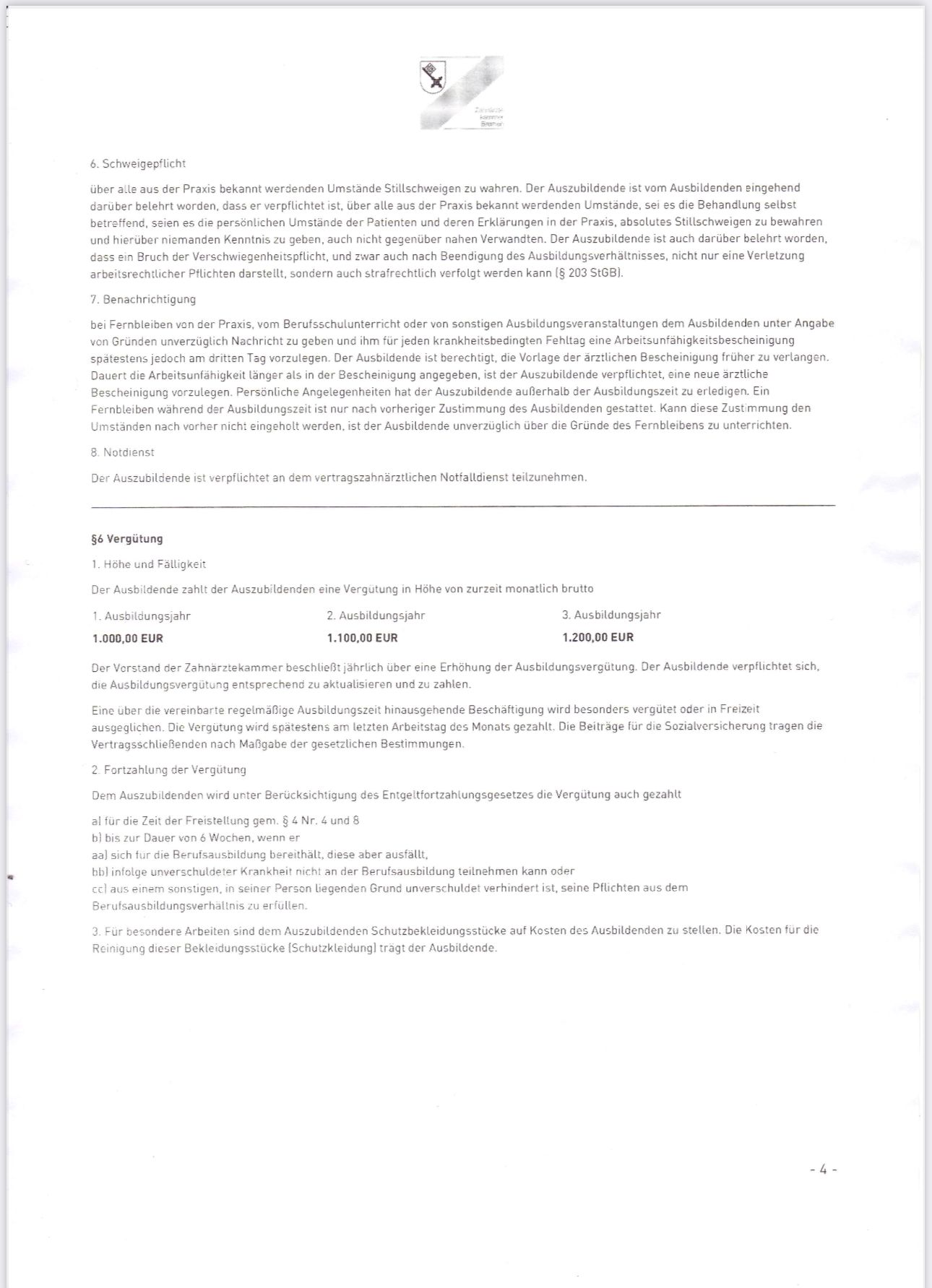 نمونه قرارداد اوسبیلدونگ دستیار دندان پزشک