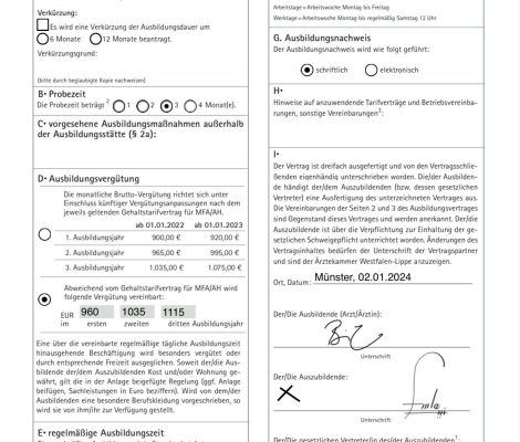 شهر: مونستر حقوق سال اول: ماهیانه ۹۶۰ یورو حقوق سال دوم: ماهیانه ۱۰۳۵ یورو حقوق سال سوم: ماهیانه ۱۱۱۵ یورو