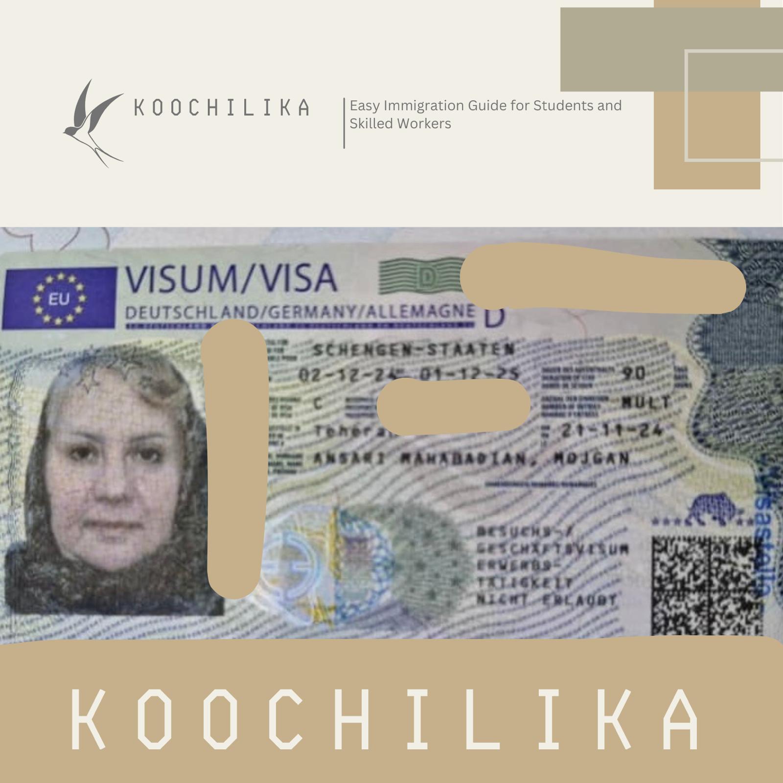 نمونه ویزای شنگن بلند مدت (یکساله) خانم 59 ساله